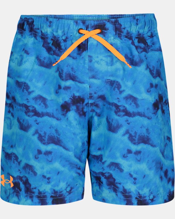 Little Boys' UA Ridge Dye Logo Swim Volley Shorts, Blue, pdpMainDesktop image number 0